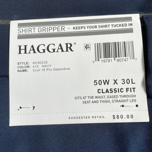 Haggar Men’s Navy Big & Tall Cool 18 Pro Classic-Fit Suit Dress Pants - NWT - Picture 8 of 8